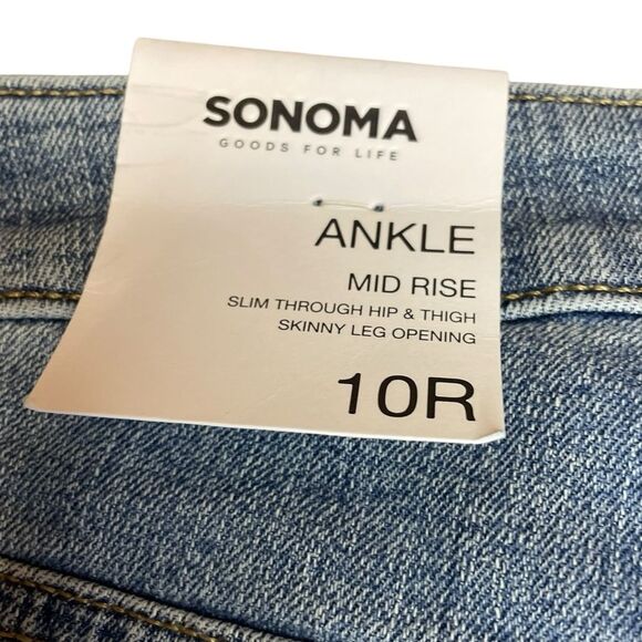 Sonoma Ankle Skinny Jeans Mid Rise Womens Size 10 New With Tags Distressed Plaid - Picture 8 of 12